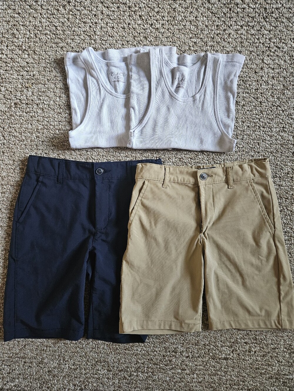Lot 2 Boys Classic Flat Front Chino Shorts/ School Shorts - Navy/Khaki - Size 8